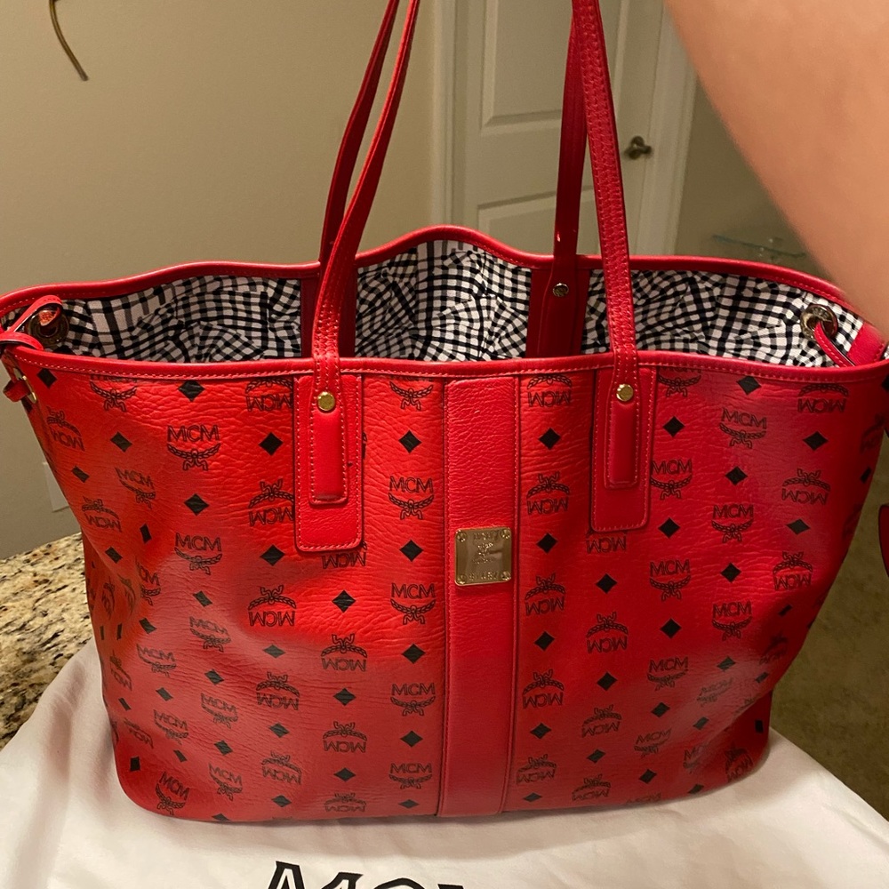 Red MCM Reversible large  Tote